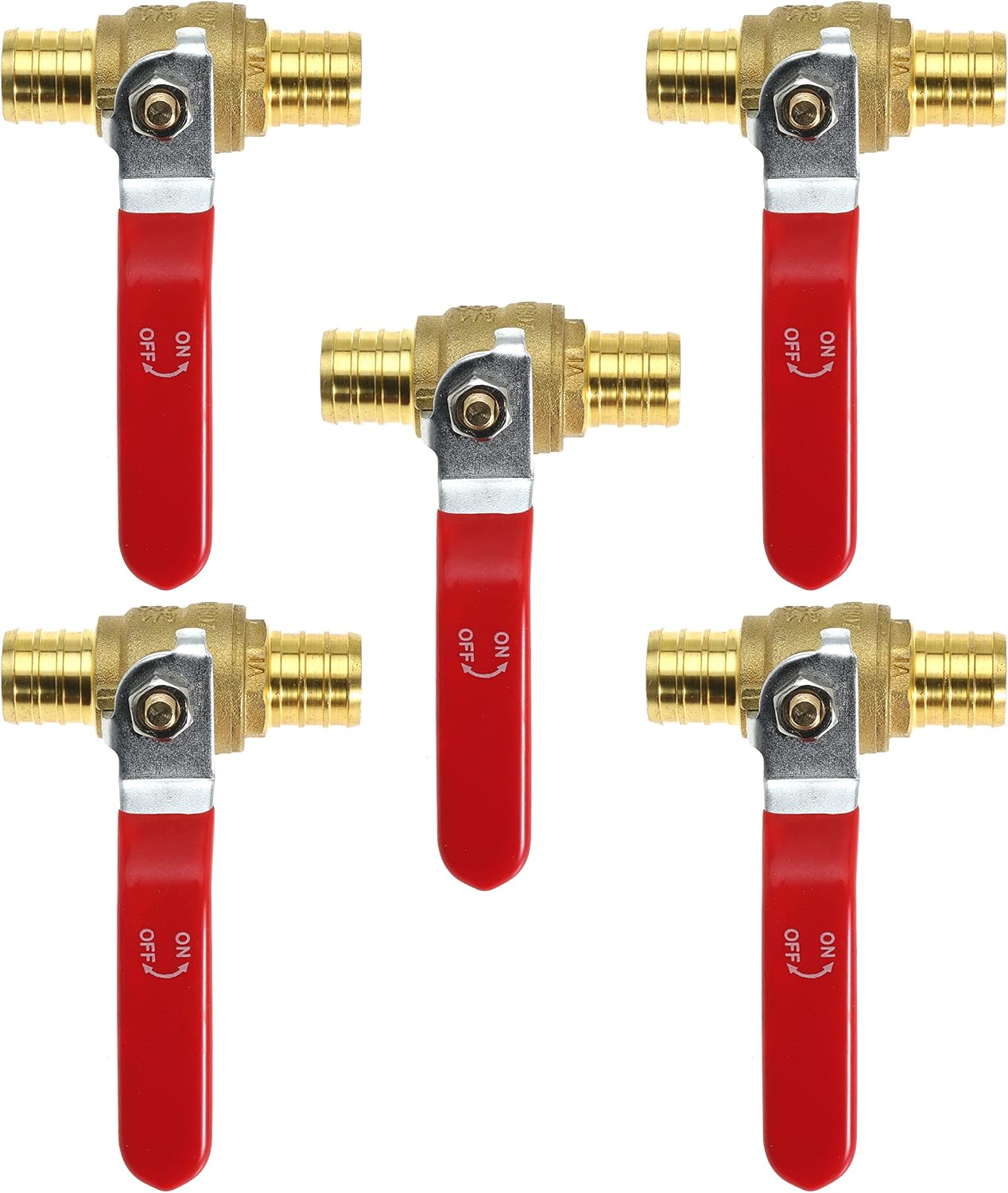 3/4" 3/4 Inch Brass Shut off Ball Valve Fit Both Ends for PEX Tubing, PEX Barb - Full Port Water Stop for Hot & Cold, 10 Pcs