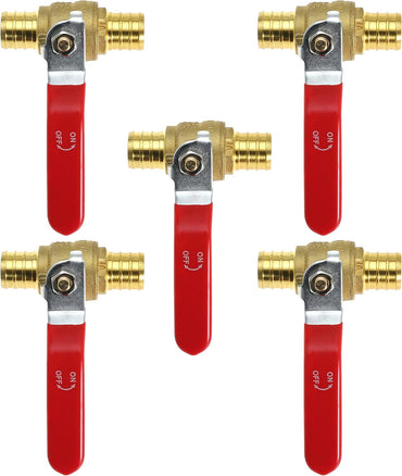 3/4" 3/4 Inch Brass Shut off Ball Valve Fit Both Ends for PEX Tubing, PEX Barb - Full Port Water Stop for Hot & Cold, 10 Pcs