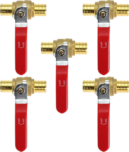 3/4" 3/4 Inch Brass Shut off Ball Valve Fit Both Ends for PEX Tubing, PEX Barb - Full Port Water Stop for Hot & Cold, 10 Pcs