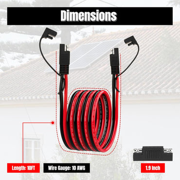 10FT 10AWG SAE Extension Cable, 10 AWG Quick Disconnect Wire Harness 10 Gauge with SAE Polarity Reverse Adapter for Solar Panel RV Battery Automotive and Marine Applications (10AWG 10FT)