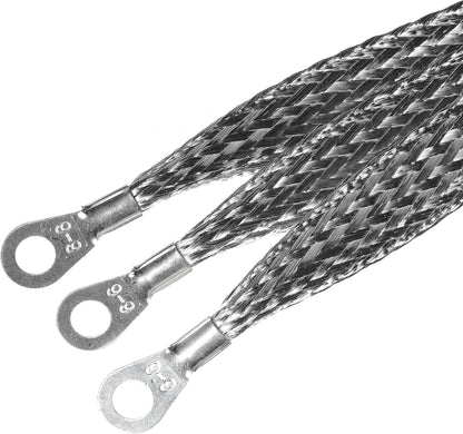 20" x 1/2" Automotive Braided Ground Straps Tinned Copper Engine Grounding Strap with 1/2" to 1/4" Ring Terminal 3pcs