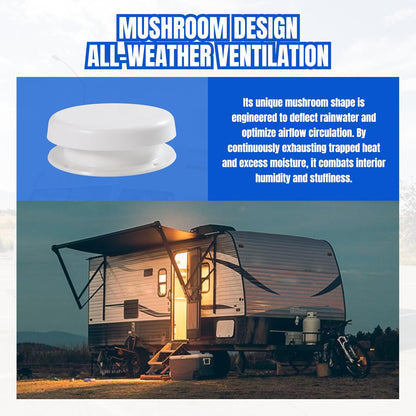 RV Roof Mushroom Vent Cover Plumbing Vent Cap Waterproof for Camper Trailer Ceiling Ventilator for Improved Airflow Heat Reduction, 1Pack