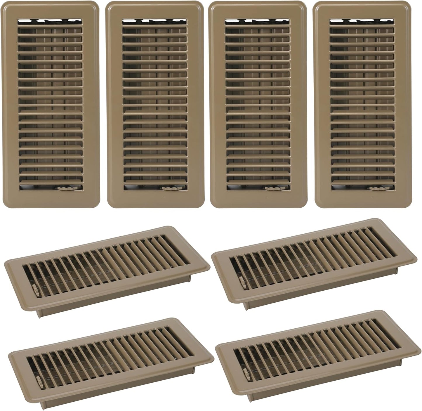 8PCS 4"x 8" RV Floor Vent Covers Register Vents Walkable Floor Vents Air Vent Covers for Mobile Home Floor Heater