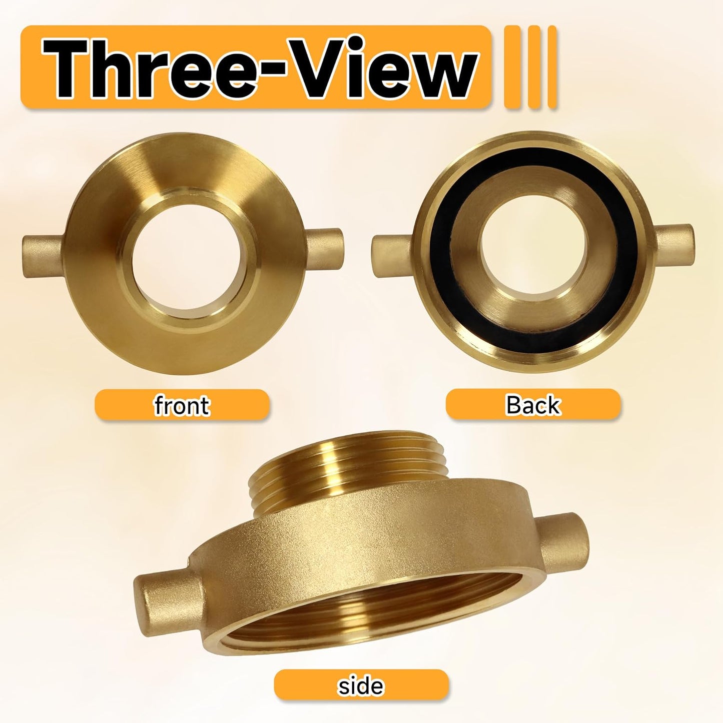 2-1/2""NH NST Female x 1-1/2"" NPT Male Fire Hydrant Adapter, Fire Hydrant Hose Adapter Brass Fire Equipment for Fire Hose or Hydrant with Pin Lugs, Gold