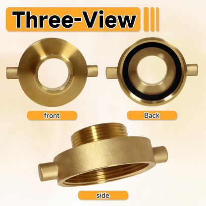 2-1/2""NH NST Female x 1-1/2"" NPT Male Fire Hydrant Adapter, Fire Hydrant Hose Adapter Brass Fire Equipment for Fire Hose or Hydrant with Pin Lugs, Gold