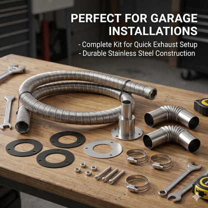 Diesel Heater Exhaust Kit - Exhaust Pipe, Straight Thru Hull Fitting and 24mm Elbow Tube Connector Set, Compatible with Webasto Eberspacher Heaters