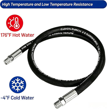 2FT Pressure Washer Whip Hose 4000 PSI Includes 4 Set 3/8" Male and Female Quick Connectors High Pressure Jumper Hose with 3/8" NPT Steel Connectors for Hose Reel, Pump to Reel Connection