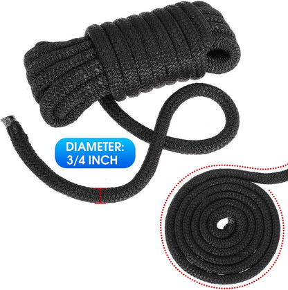 3/4" x 20FT Boat Lines 2 Pack Nylon Marine Rope for Boats Double-Braided Bumper Rope Boat Lines for Docking