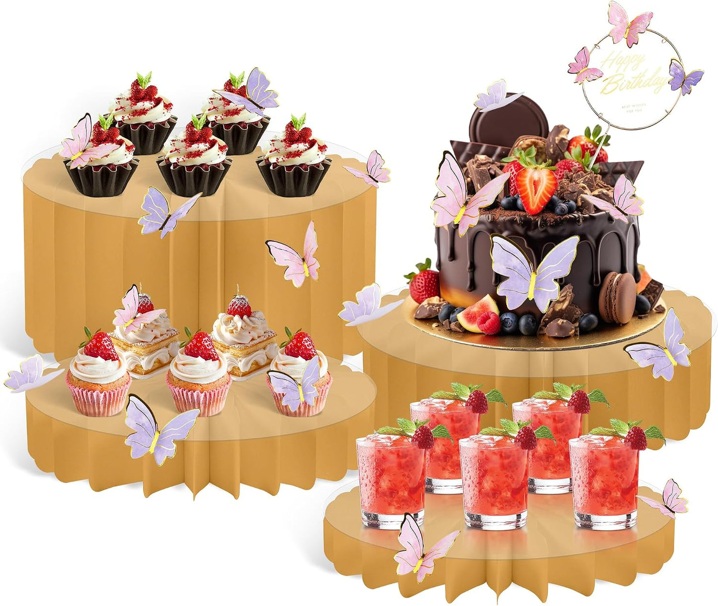 4-Pack Buffet Risers |Food Risers for Buffet Table,Black able Acrylic Risers Display Stands for Party | Cake Stand for Wedding, Birthday & Festive Tables (purple, 4 park)