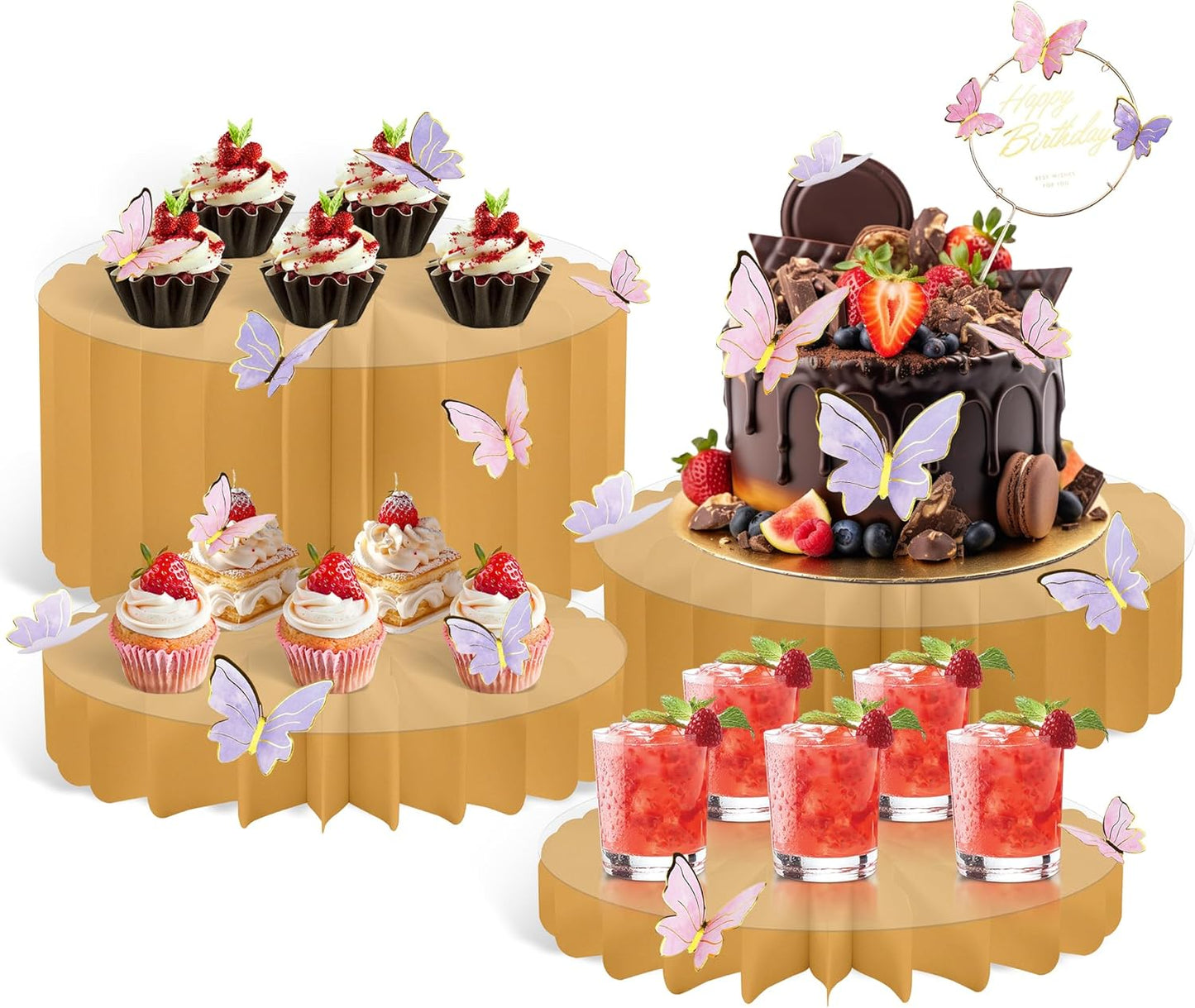 4-Pack Buffet Risers |Food Risers for Buffet Table,Black able Acrylic Risers Display Stands for Party | Cake Stand for Wedding, Birthday & Festive Tables (sliver, 4 park)