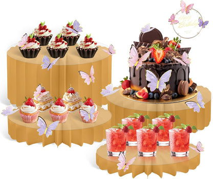 4-Pack Buffet Risers |Food Risers for Buffet Table,Black able Acrylic Risers Display Stands for Party | Cake Stand for Wedding, Birthday & Festive Tables (sliver, 4 park)