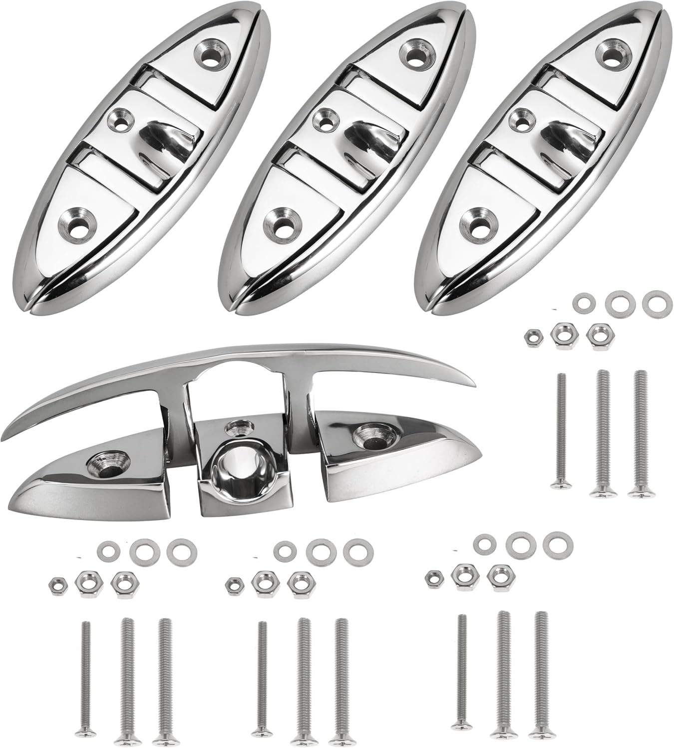 316 Stainless Steel Boat Folding Cleats Flip-up Dock Cleat with Screws Marine Dock Rope Cleats Compatible with Kayak Yacht Pontoon Boat