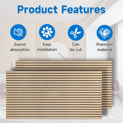 Wood Slat Acoustic Panels for Wall（47.2x23.6x0.4 Inch）
