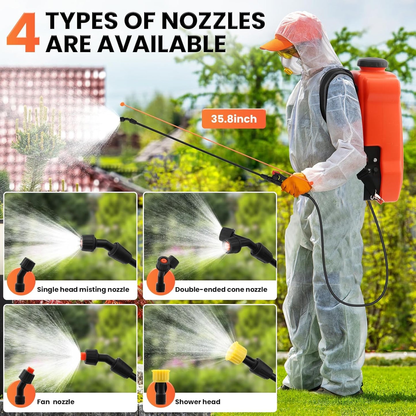 5.4 Gallon Battery Powered Backpack Sprayer with Wheeled Cart, Adjustable 0-94 PSI & 6-Hour Runtime