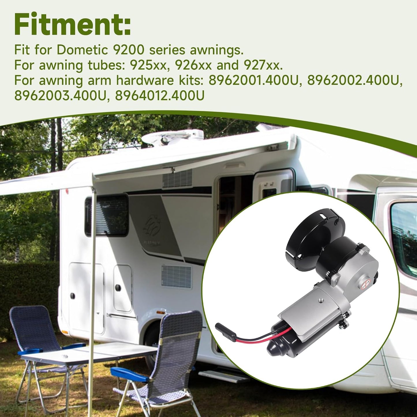 3317084.000U RV Awning Motor Drive Repair Kit Replace 3316605.001 8962001.400U 3316605.017 for Dometic 9200 Series Awnings