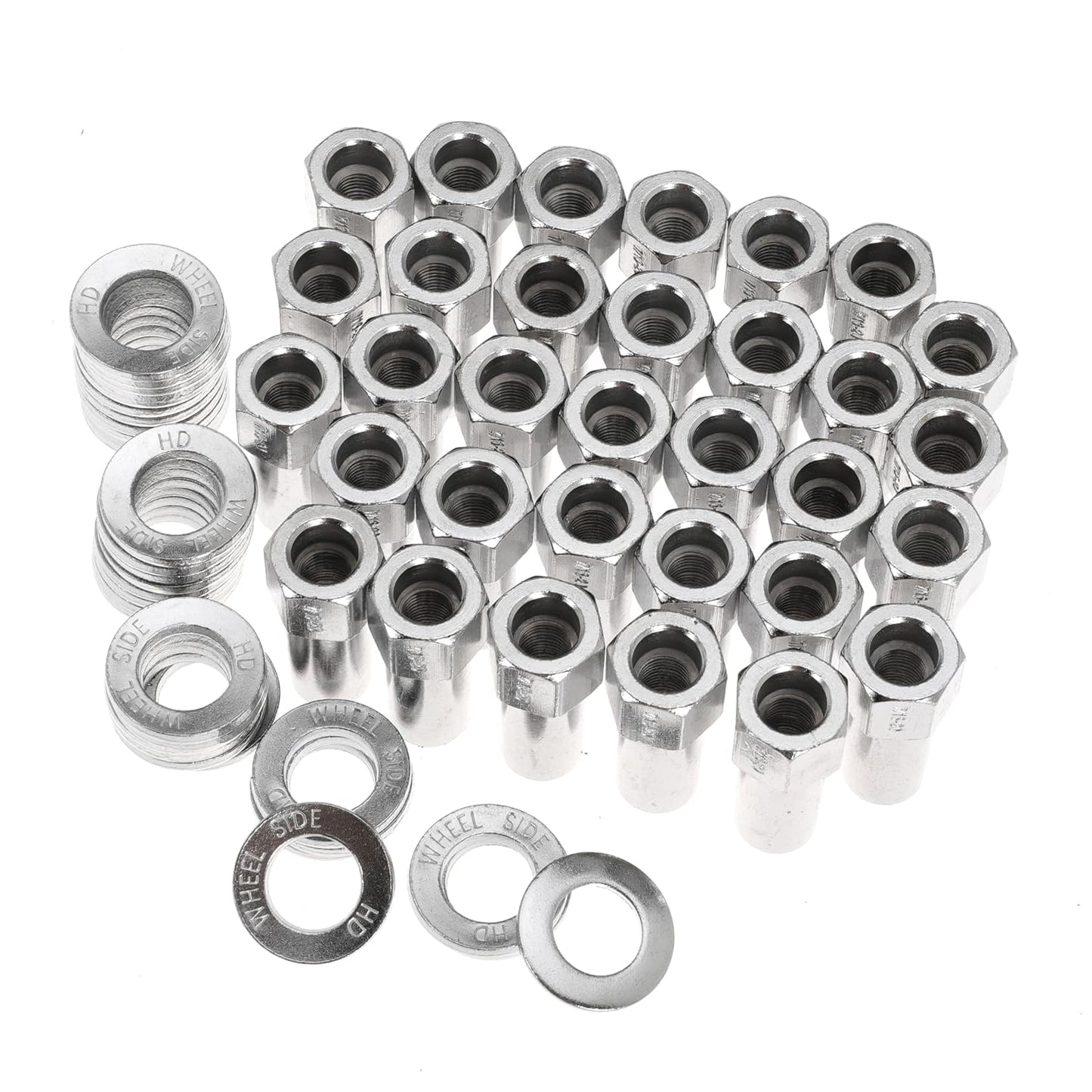 7/16"-20 Wheel Lug Nut for Cragar for SST Mag with Center Washer Open Ended, 13/16” Hex 2.01” Total Length (32Set)