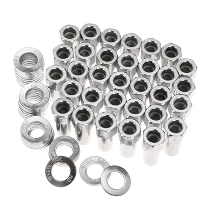 7/16"-20 Wheel Lug Nut for Cragar for SST Mag with Center Washer Open Ended, 13/16” Hex 2.01” Total Length (32Set)