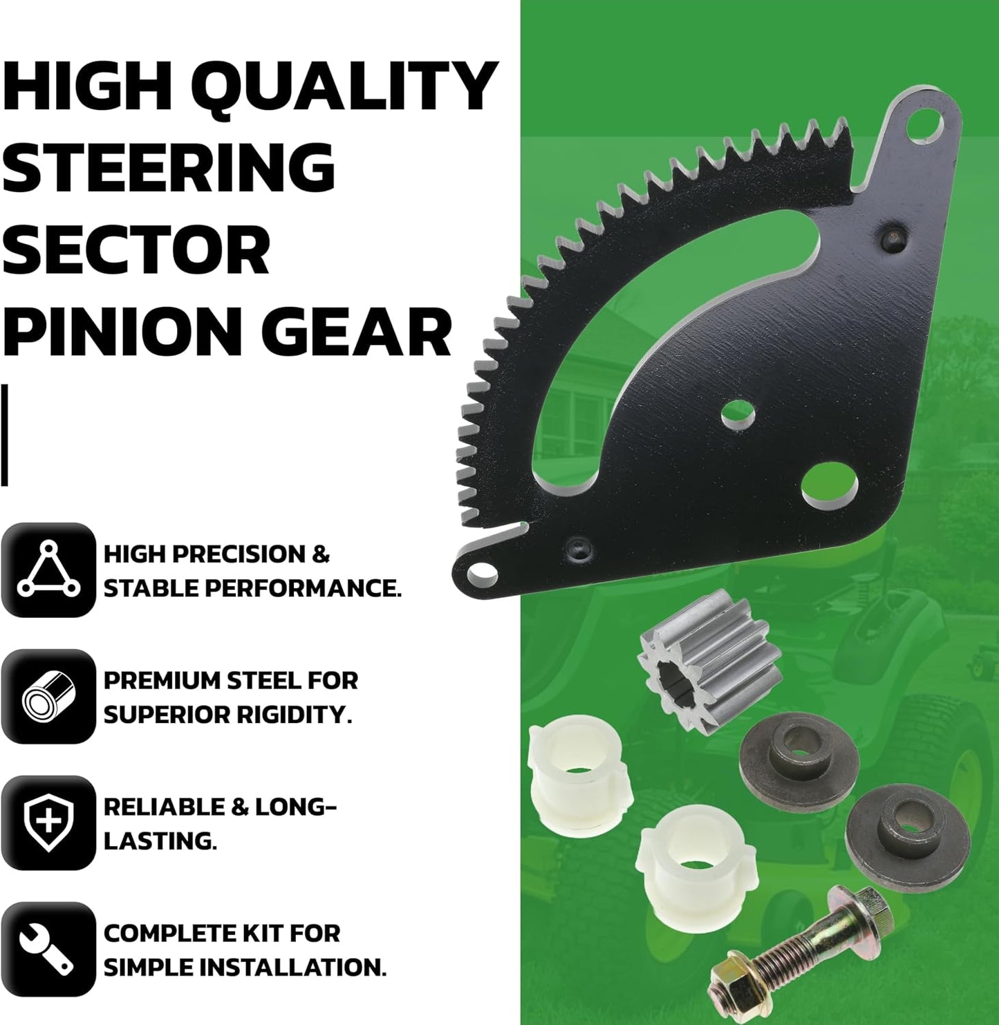 Steering Sector Pinion Gear Plate Repair Kit for John Deere L105 L108 L110 L111 L118 L120 L130 G110 Lawn Mower Tractors Replaces GX20052BLE GX20053 GX20054 GX21994