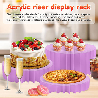 4-Pack Buffet Risers |Food Risers for Buffet Table,Black able Acrylic Risers Display Stands for Party | Cake Stand for Wedding, Birthday & Festive Tables (purple, 4 park)