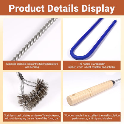 3 PCS Fryer Cleaning Tools, Deep Fryer Stainless Steel L-Shaped Brush, Cleanout Rod, Long Handle Basket Brush for Air Fryers, Deep Fryers