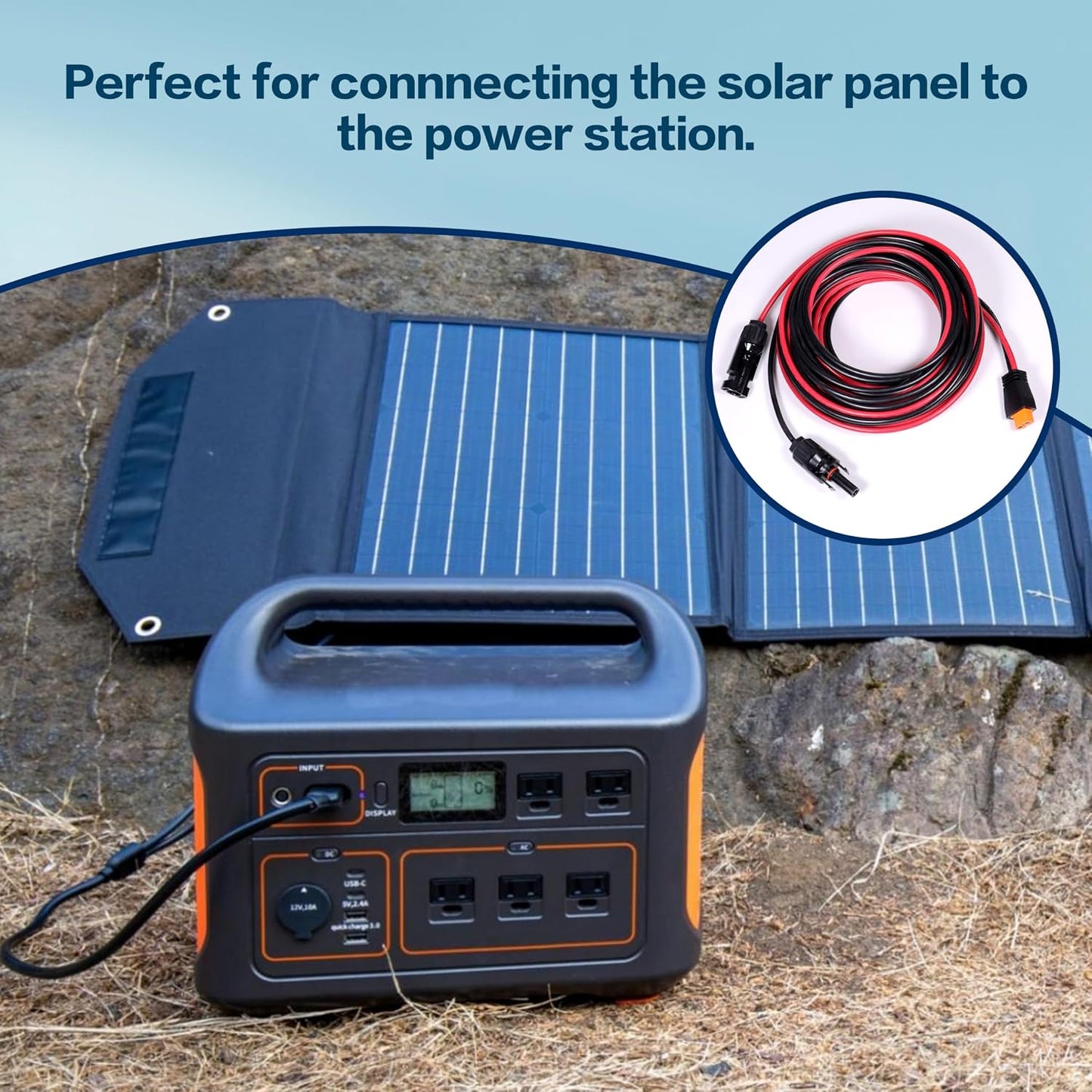 12AWG 10FT Solar to XT60i Charge Extension Cable for Solar Panels Portable Power Stations