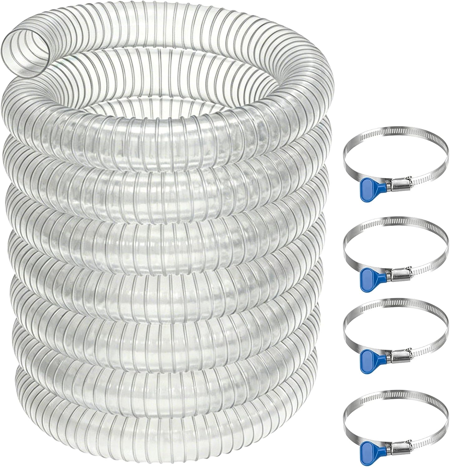 2-1/2" x 10' Heavy Duty Dust Collection Hose, Thickened Clear PVC Flexible Hose with Steel Wire Reinforced, Puncture Resistant for Woodworking Dust Collector System