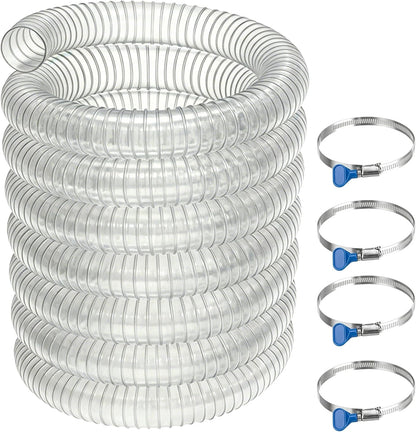 2-1/2" x 10' Heavy Duty Dust Collection Hose, Thickened Clear PVC Flexible Hose with Steel Wire Reinforced, Puncture Resistant for Woodworking Dust Collector System