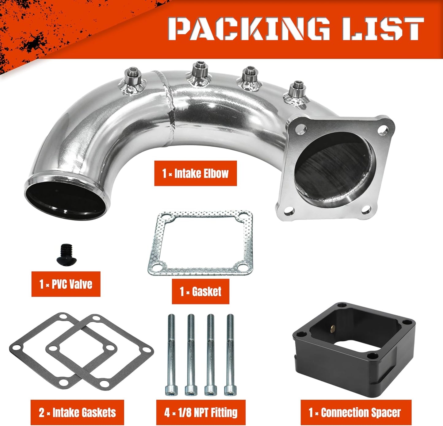 3" High Flow Intake Elbow Tube with Heater Spacer for Ram 2500 3500 1998-2002 5.9L Cummins Diesel (Silver)