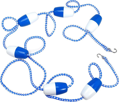 Swimming Pool Safety Rope Float Lane Divider with 2 Pre-Assembled Stainless Hooks Braided Polymer Rope with Integrated Floats Pool Floating Barrier for Indoor and Outdoor Pool
