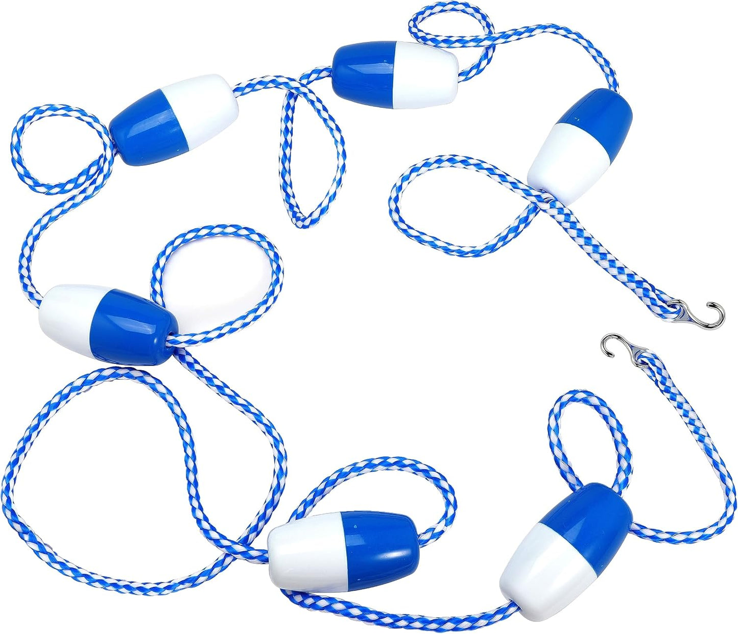 Swimming Pool Safety Rope Float Lane Divider with 2 Pre-Assembled Stainless Hooks Braided Polymer Rope with Integrated Floats Pool Floating Barrier for Indoor and Outdoor Pool