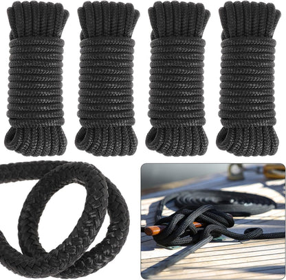 Boat Dock Lines 2 Pack 3/8" x 15FT Boat Lines Nylon Marine Rope for Boats Double-Braided Bumper Rope Boat Lines for Docking Boat Lines Dock Ties