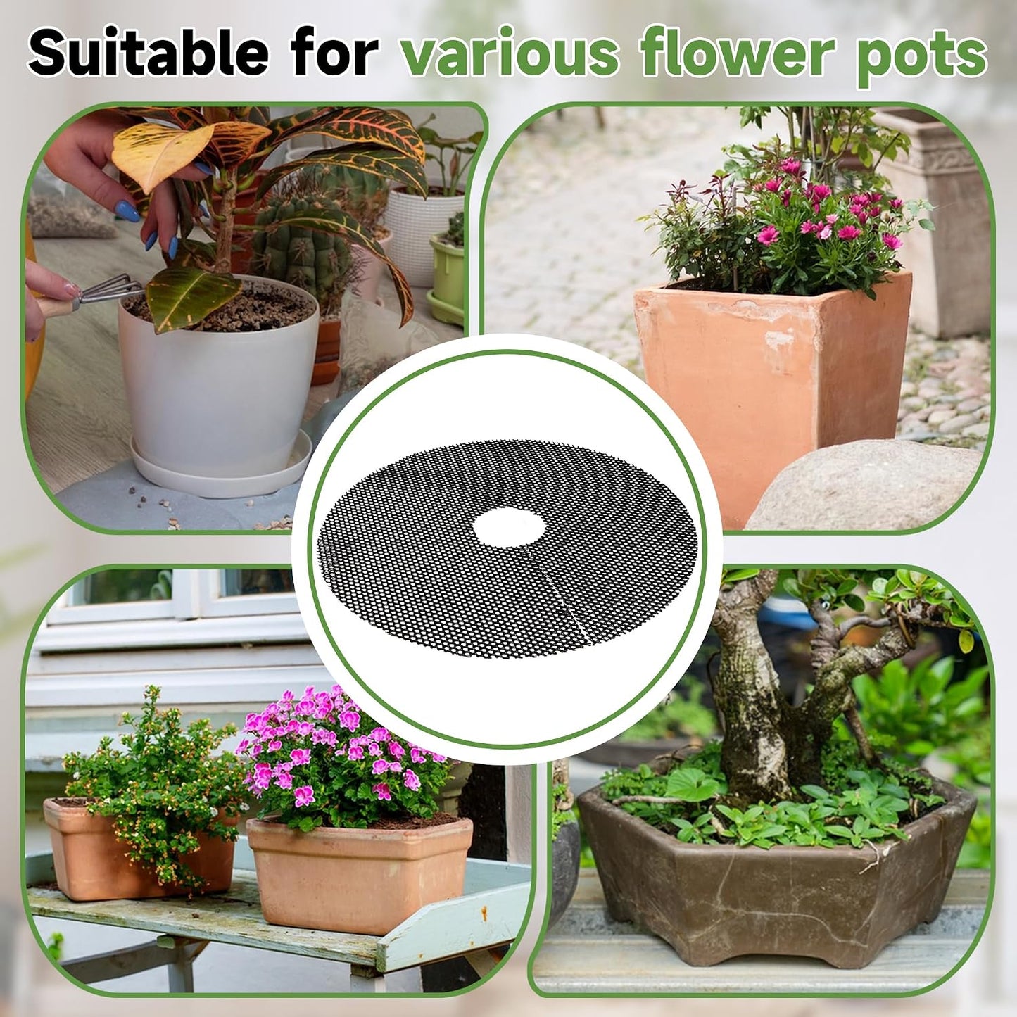 frtzal Plant Pot Grids - 11.8 Inch Cuttable Soil Cover Protector, Plant Covers from Animals Digging Stopper, Indoor Outdoor Plant Pot Cover(11.8IN-12PCS)