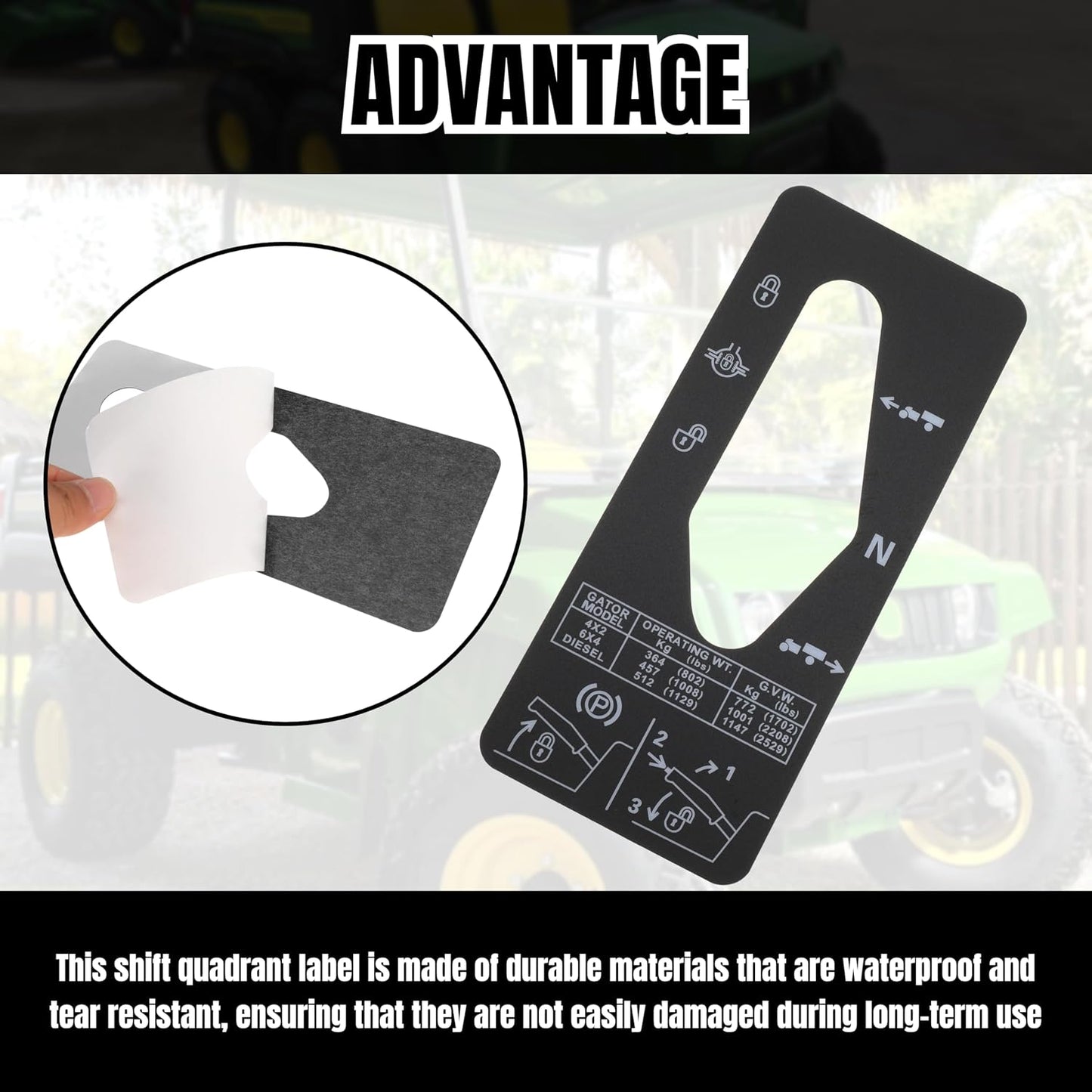 Shift Quadrant Label Replace M127539 for Jo-hn Deere 6X4 4X2 6X4 Diesel Gator Utility Vehicle (1PCS)