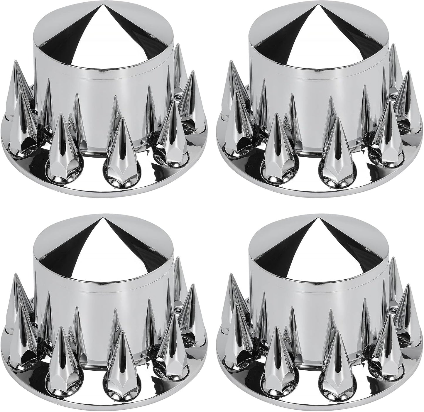 Front and Rear Axle Wheel Cover Hub Cap 33mm Spike Screw-on Lug Nut Covers for Freightliner Kenworth Peterbilt for Semi Truck with Spiked Hub Caps Kit (Spiked)