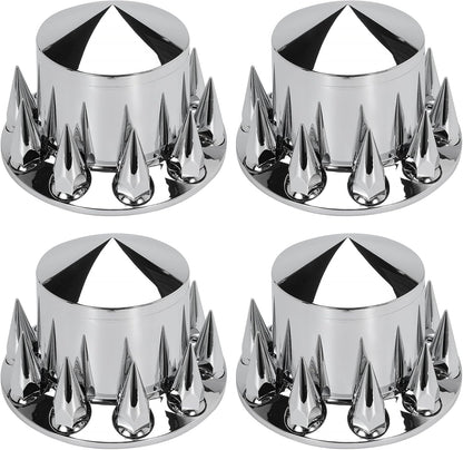 Front and Rear Axle Wheel Cover Hub Cap 33mm Spike Screw-on Lug Nut Covers for Freightliner Kenworth Peterbilt for Semi Truck with Spiked Hub Caps Kit (Spiked)