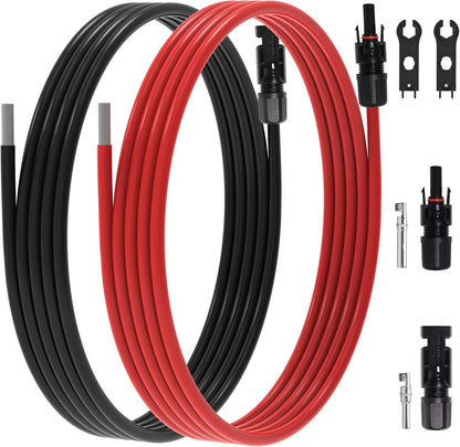 10Ft 10AWG Solar Panel Extension Cable, 10 AWG Solar Extension Cable 10 Gauge 10 Feet Solar Wire with Solar Panel Female Male Waterproof Connectors for RV Boat Home (10 AWG-10Ft)