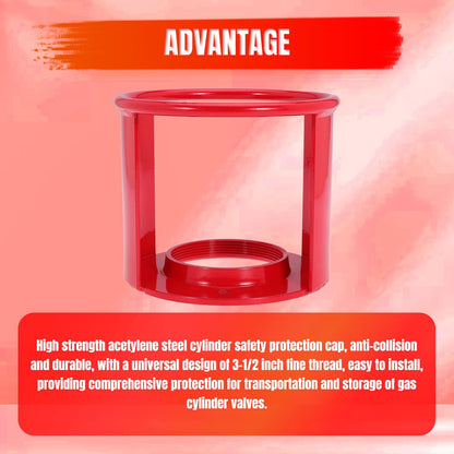 Acetylene Cylinder Regulator Safety Cap Protector Safety Collar 3-1/2" x 12" for High and Low Pressure Tanks Acetylene Tanks Gas Cylinders, Fine Thread (2pcs)