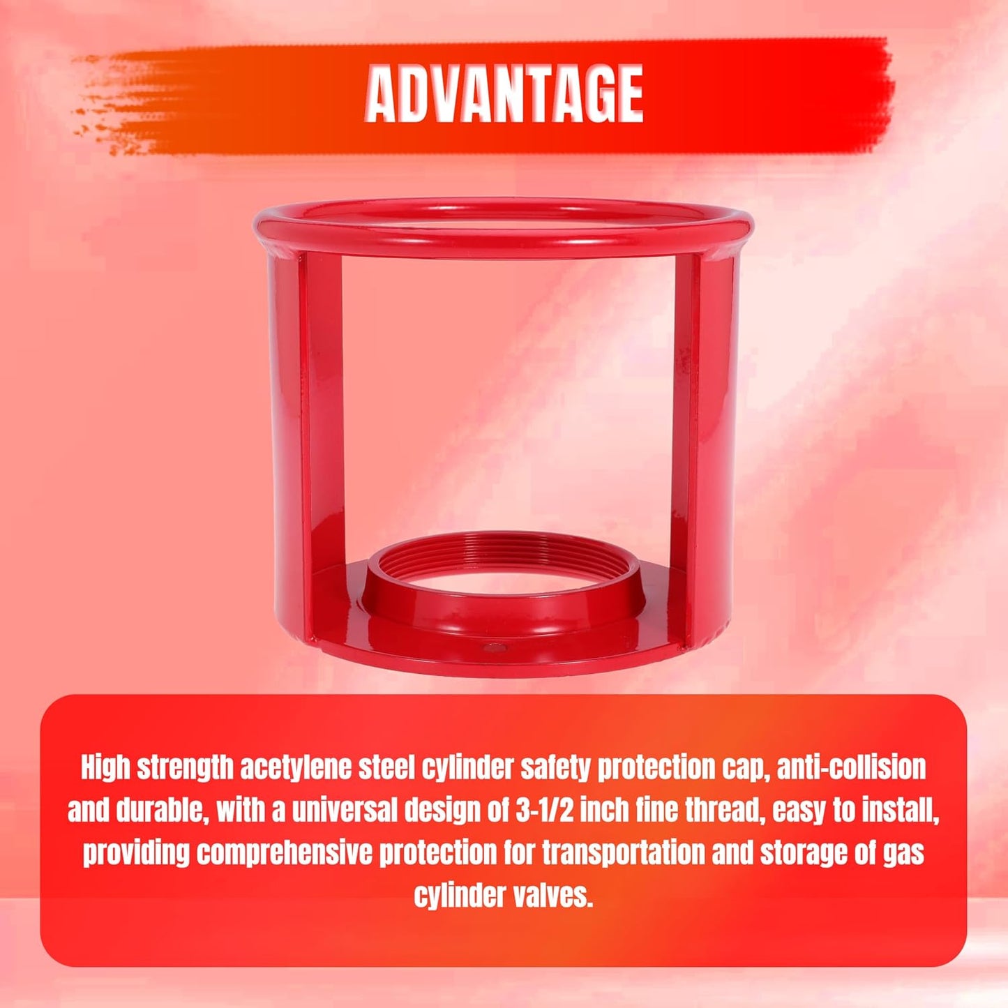Acetylene Cylinder Regulator Safety Cap Protector Safety Collar 3-1/2" x 12" for High and Low Pressure Tanks Acetylene Tanks Gas Cylinders, Fine Thread (1pcs)