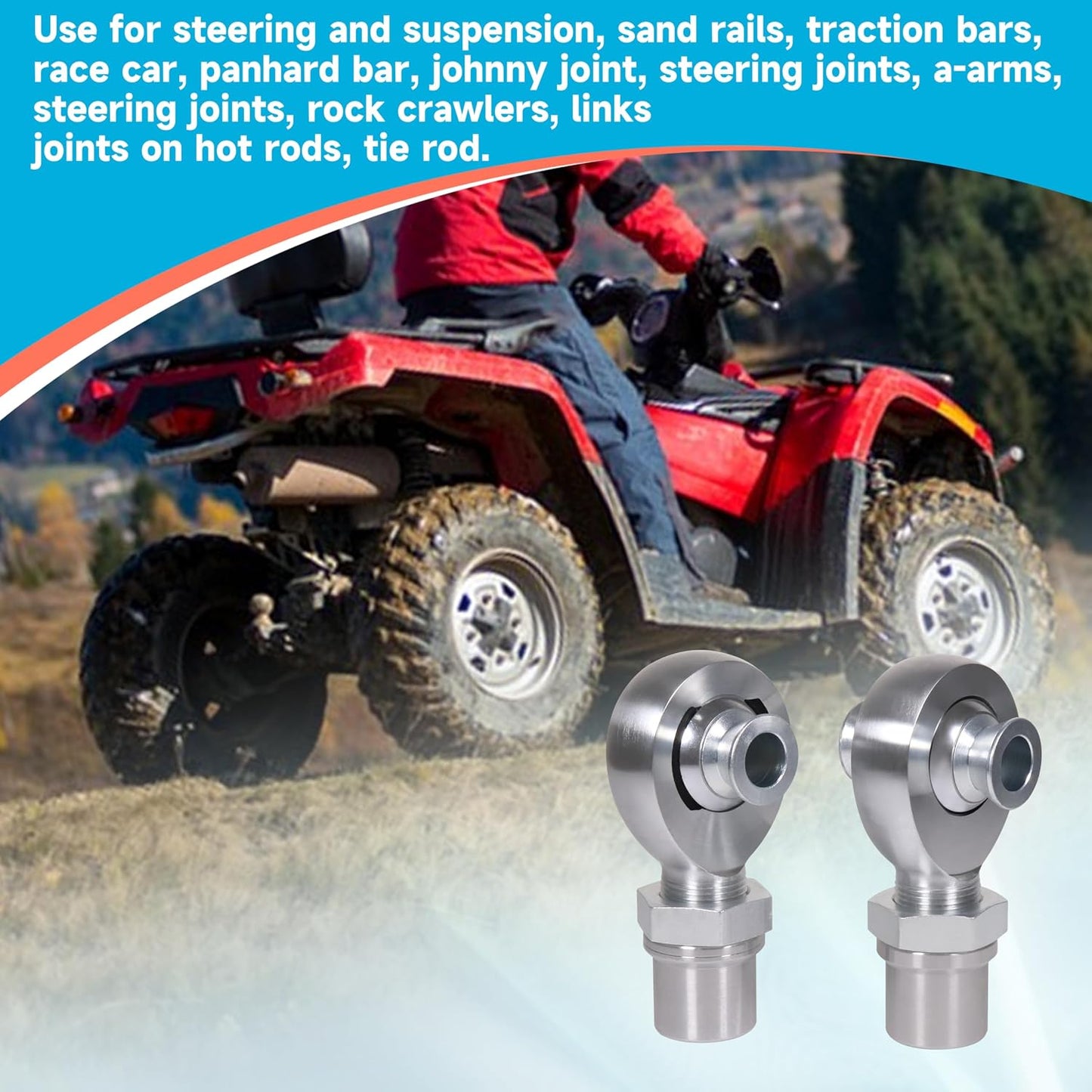 1.25" Heim Joints Rod End Kit Thread 1 1/4" Chromoly Heim Joints Suspension Kit Right and Left Hand Traction Bars Steering Kit with Round Tube Adapter Misalignment Spacer Jam Nuts (2 set-1.25 inch)