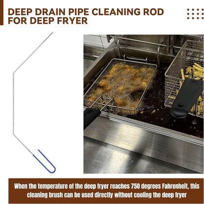 Deep Fryer Cleanout Rod 25" Stainless Steel Angled Drain Cleaning Unclogger Tool for Commercial Kitchen, Restaurant Fryer, 2 PCS