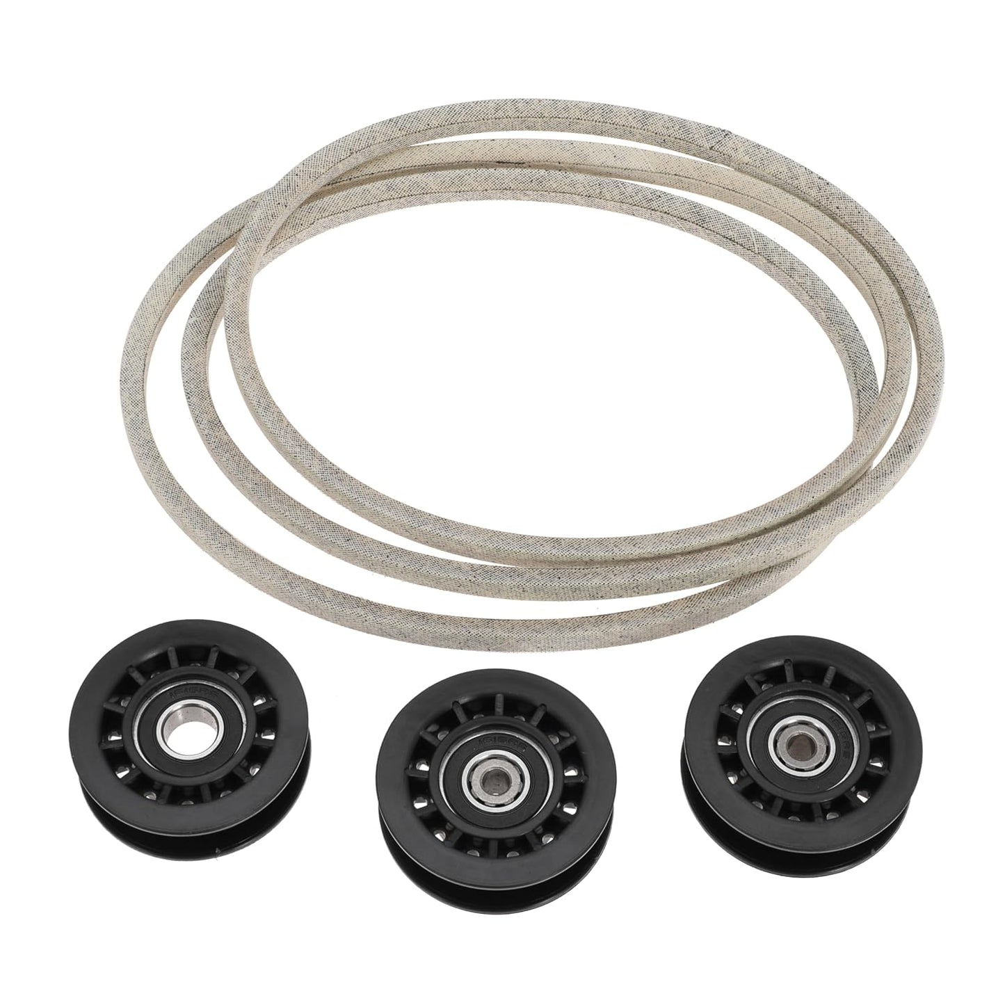 Idler Pulley and Blade Repair Kit for LC221A LC221AH 22" AWD Walk-Behind Mowers, Includes 587969201 587973001 587969201 Pulleys, 580364609 Drive Belt and 586859604 Blade(Black Belt, with Blade)
