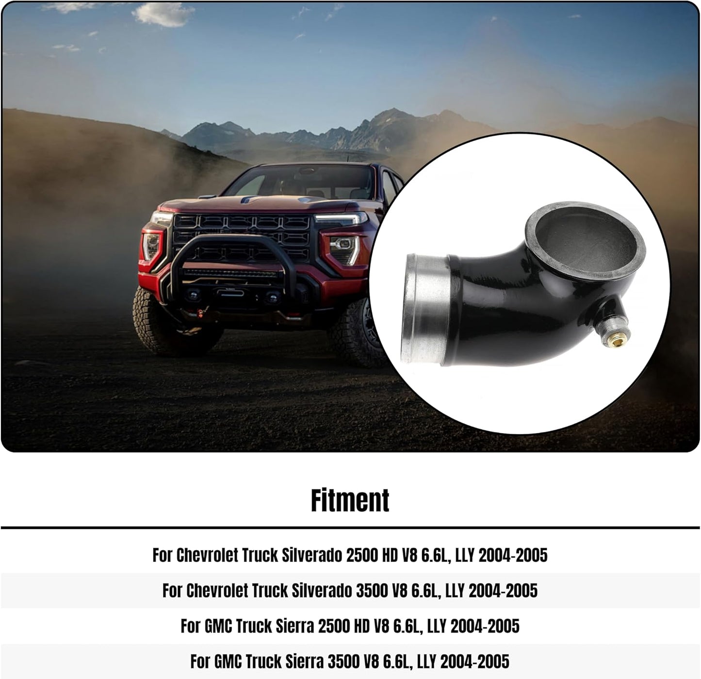 LLY Turbo Mouthpiece 6.6 Inlet Manifold Intake Elbow for Chevy Silverado for GMC Sierra 6.6L V8 LLY Duramax 2004.5-2005 Replaces 76-1006B