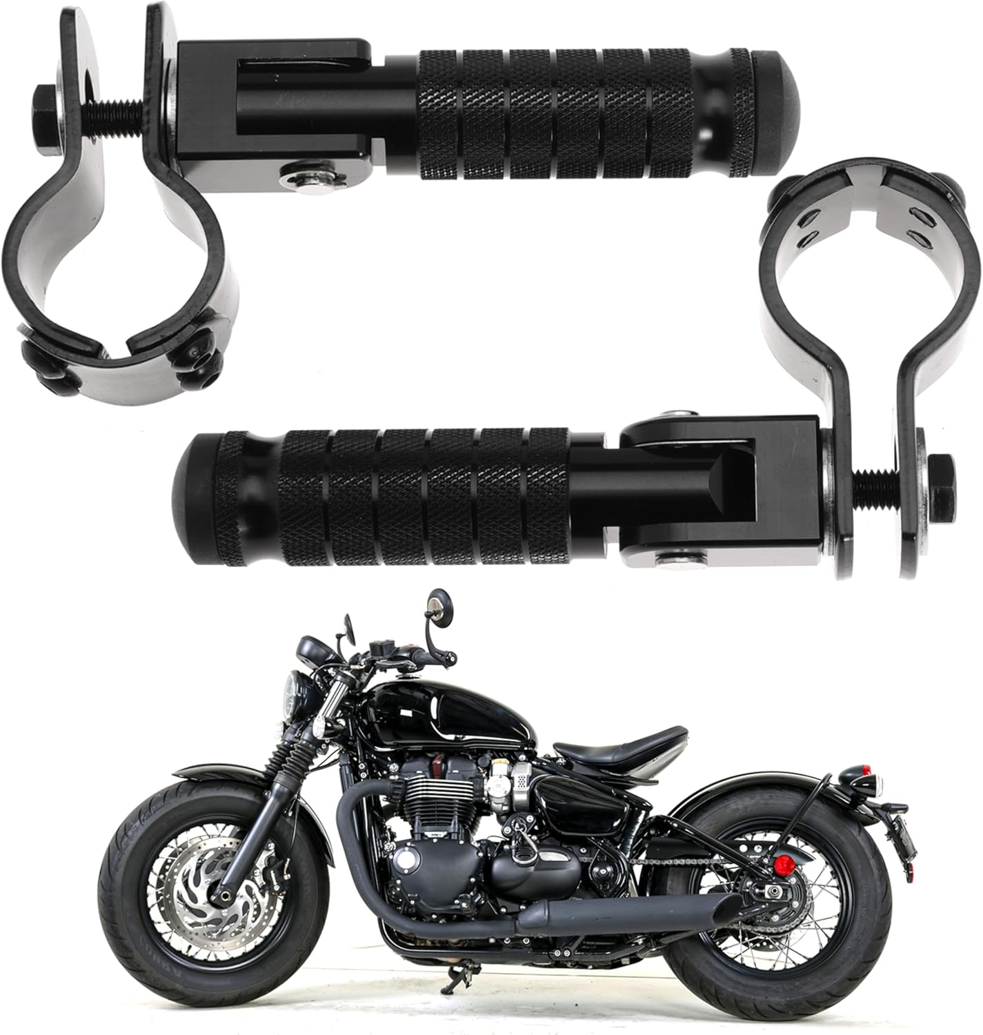 M8 Motorcycle Footrests For Yamaha For Honda For Suzuki For Aprilia 90 Degree Foldable Footpegs Motorbike MiniBike Dirt Pit Bike CNC Motorcycle Folding Footpegs Rearsets Folded Footrest (Black)
