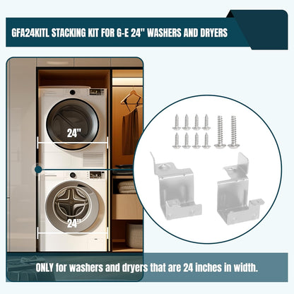 Replacement GFA24KITL Stacking Kit for G-E 24 Inch Wide Washers and Dryers, Stack Bracket Kit 24 In Front Load Laundry Stacking Kit, White