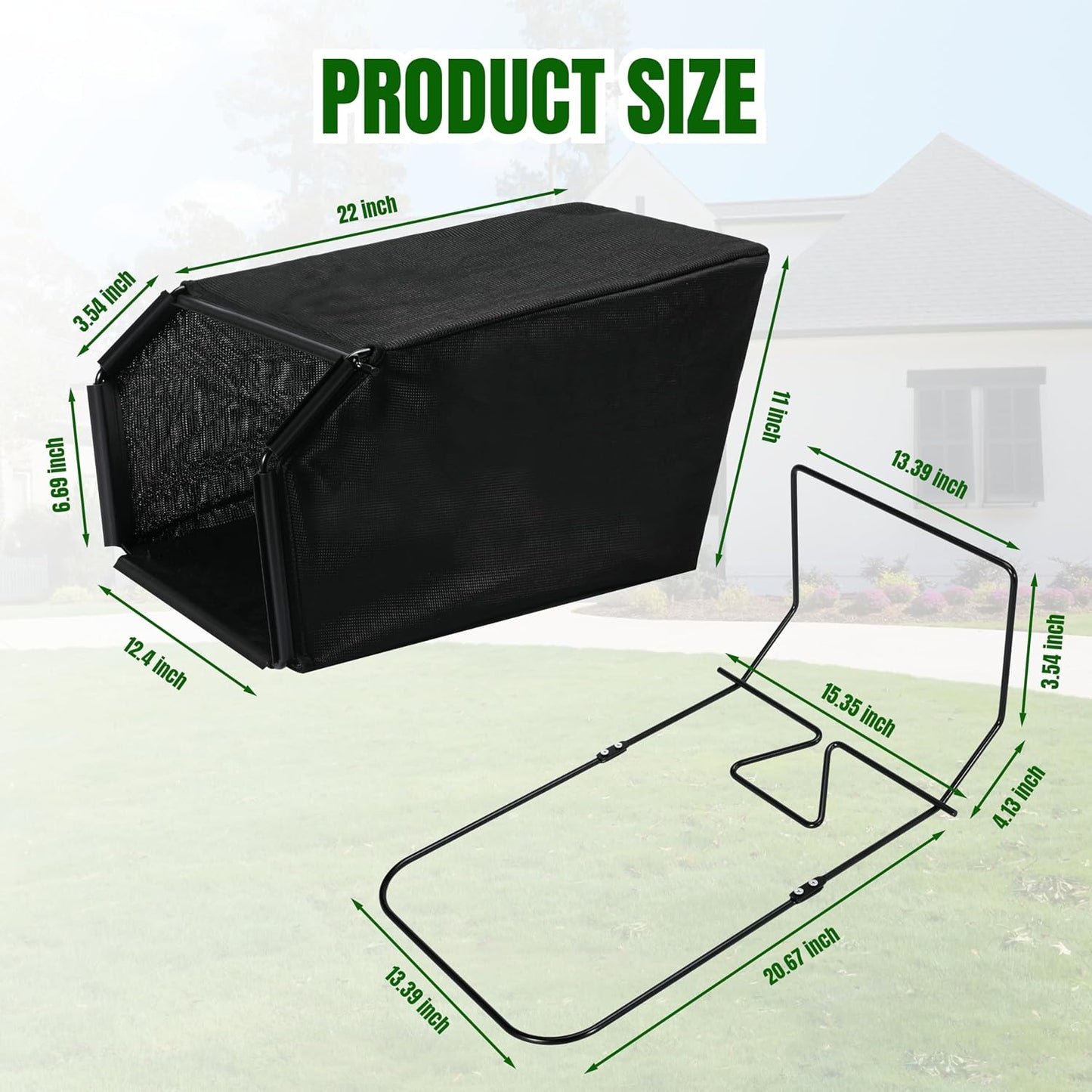 Grass Catcher Bag and Frame Set for to-ro 22" Recycler Lawn Mower Replace 115-4664 132-4483-03 114-2639-03, Foldable Frame