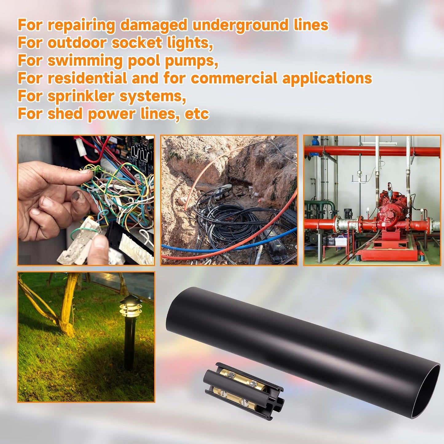 Underground Wire Splice Kit Connectors and Heat Shrink Tube Electrical Cable Direct Buried Uf Wire for 14/3 to 8/3 Range Handle Voltages Up to 600 Volts (5Set)