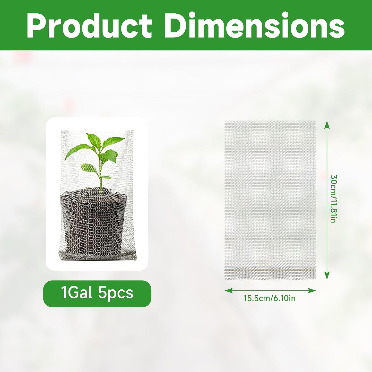 frtzal 5PCS 1 Gallon Root Guard Gopher Proof Wire Baskets, Stainless Steel Gopher Mole Vole Mesh Baskets, Underground Cages for Plant Roots, Trees, Flowers, Crops, Tubers (GB-1Gal-30 * 15)