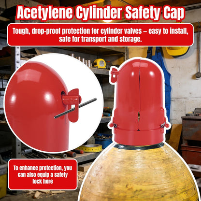 Acetylene Cylinder Regulator Protector Safety Cap High Pressure Gas Cylinder Tank Valve Protection Cap 3-1/8 x 11 Fall-Proof Design Compatible with GT-11, Red