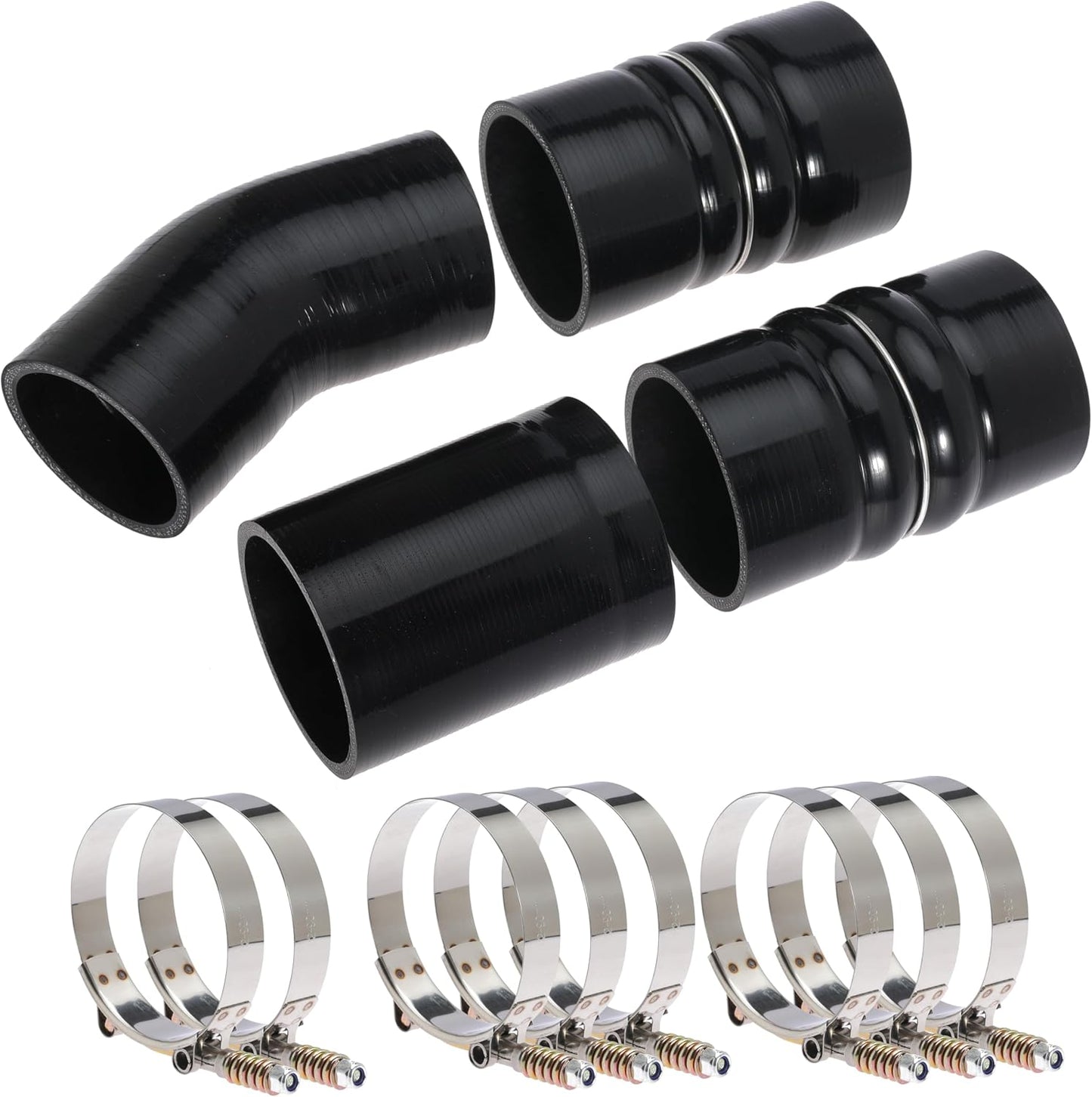 6.0 Turbo Intercooler Boots Clamps Kit For Ford F250 F350 Super Duty Excursion Econoline 6.0L Powerstroke Diesel 6.0 Turbo Intercooler Pipe Boot Kit 2003-2007 with T Bolt Clamp