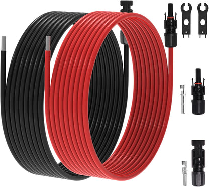10Ft 10AWG Solar Panel Extension Cable, 10 AWG Solar Extension Cable 10 Gauge 10 Feet Solar Wire with Solar Panel Female Male Waterproof Connectors for RV Boat Home (10 AWG-10Ft)